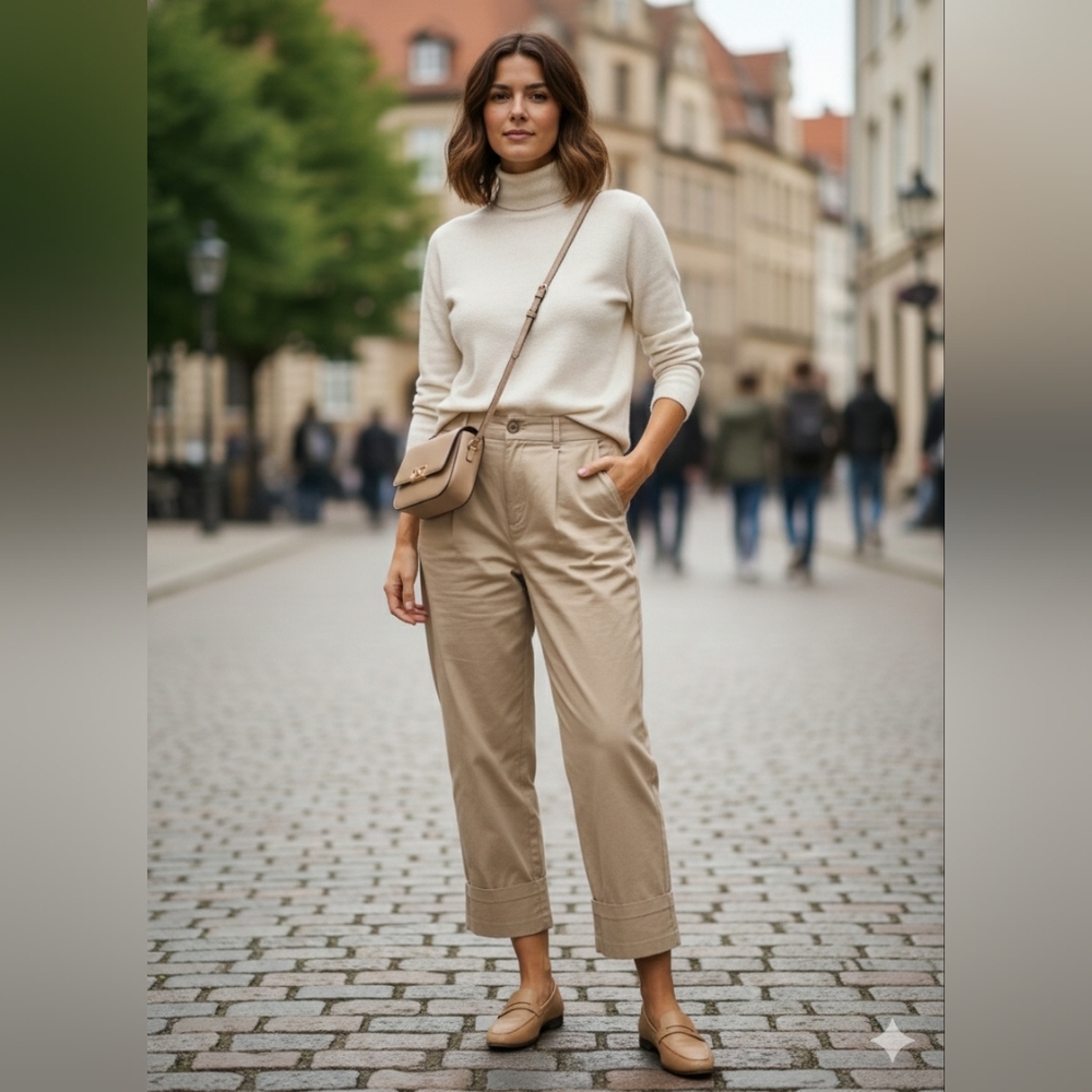 Club Monaco Womens Tan Pleated Wide-Leg Crop Pants Cotton Trousers Size 4